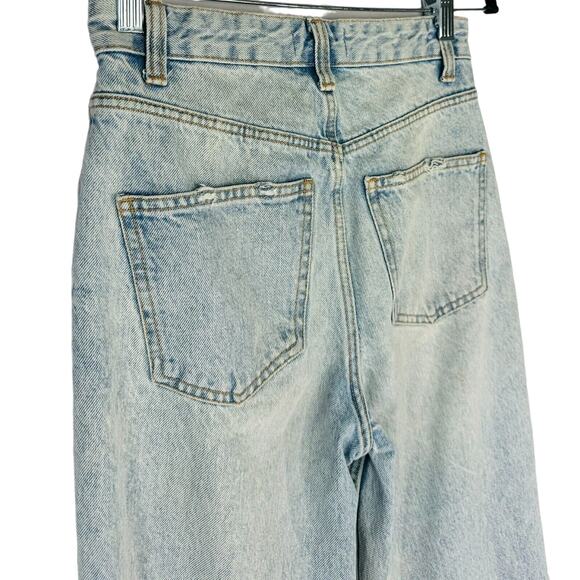 Zara High Rise Distressed Straight Leg Light Wash Jeans Size 2 - Picture 5 of 6